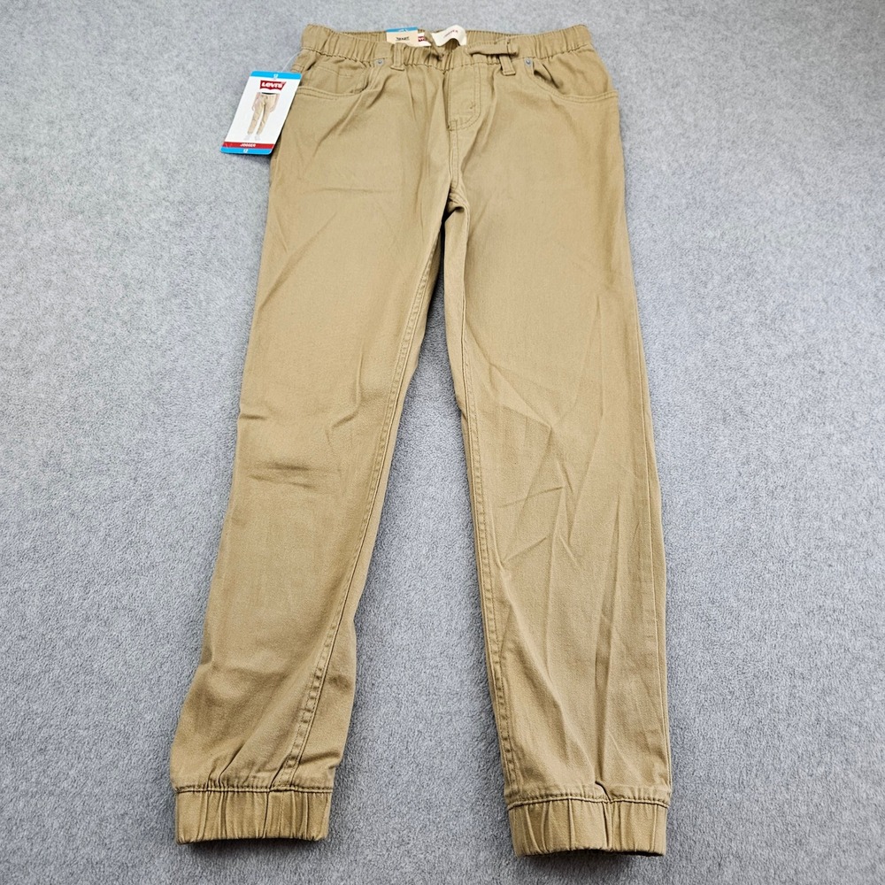 LEVIS Jogger Kids 12 Tan Khaki Twill Elastic Cuff Casual School Classic - Picture 2 of 11